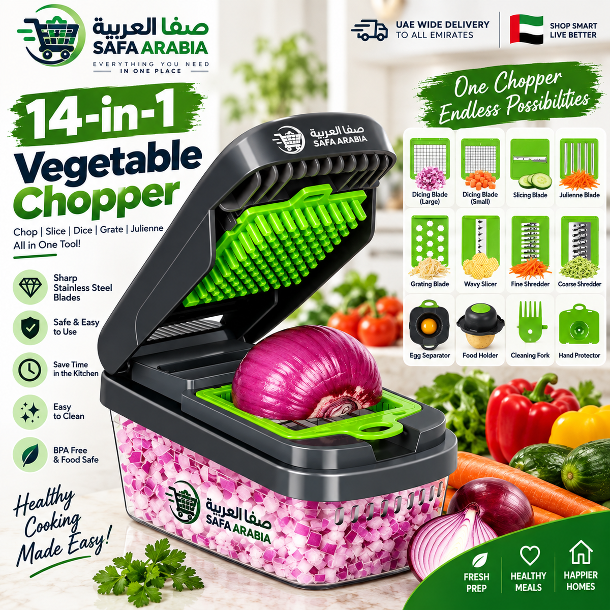 14-In-1 Multifunctional Vegetable Chopper & Slicer