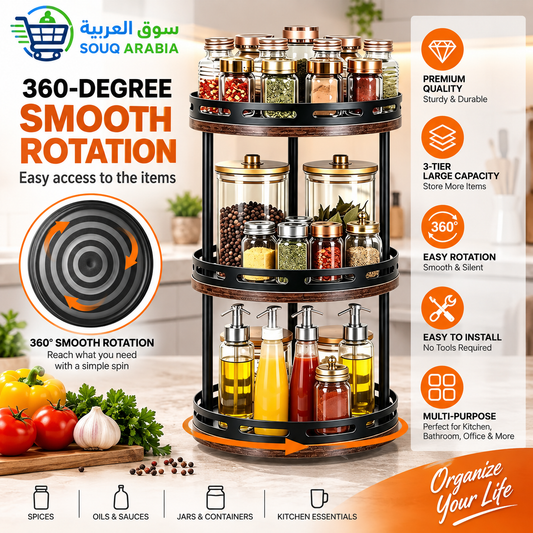 3 tier rotating spice rack