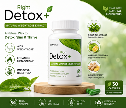 Detox Right by Nutright | 100% Organic & Plant-Based Formula | Daily Detox & Premium Herbal Support