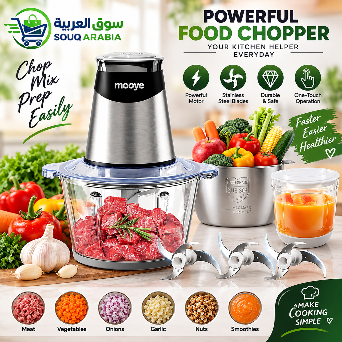 Food Processor Chopper Meat Grinder