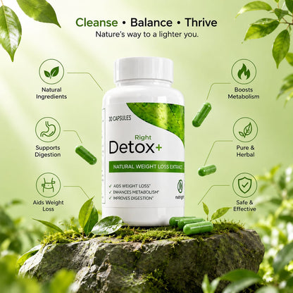 Detox Right by Nutright | 100% Organic & Plant-Based Formula | Daily Detox & Premium Herbal Support